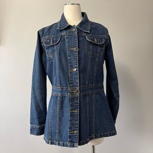 Vintage El Dorado  Classic Blue Denim Long Jacket for Women SiZe L